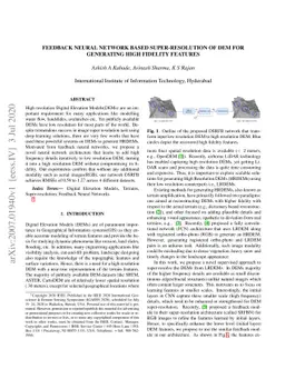 Feedback Neural Network based Super-resolution of DEM for generating
  high fidelity features