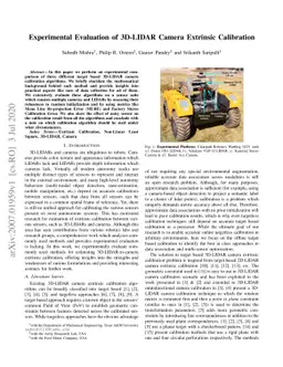 Experimental Evaluation of 3D-LIDAR Camera Extrinsic Calibration