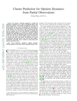 Cluster Prediction for Opinion Dynamics from Partial Observations