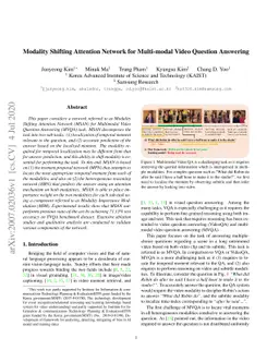 Modality Shifting Attention Network for Multi-modal Video Question
  Answering