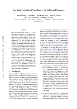 Low Rank Fusion based Transformers for Multimodal Sequences
