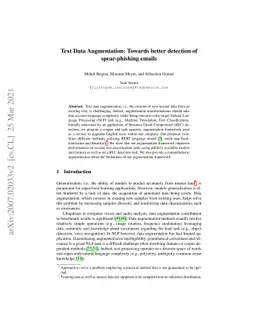Text Data Augmentation: Towards better detection of spear-phishing
  emails