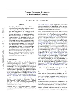 Discount Factor as a Regularizer in Reinforcement Learning