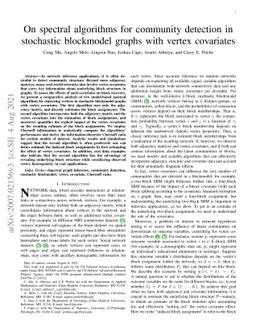 On spectral algorithms for community detection in stochastic blockmodel
  graphs with vertex covariates