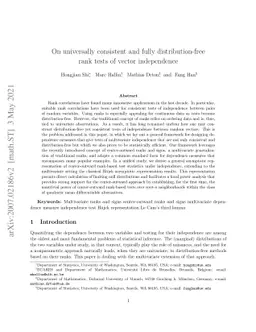 On universally consistent and fully distribution-free rank tests of
  vector independence