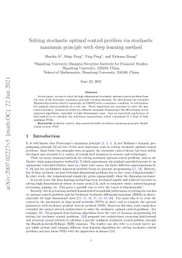 Solving stochastic optimal control problem via stochastic maximum
  principle with deep learning method