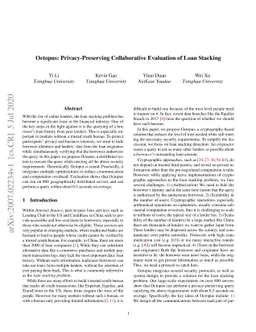 Octopus: Privacy-Preserving Collaborative Evaluation of Loan Stacking