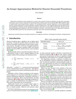 An Integer Approximation Method for Discrete Sinusoidal Transforms