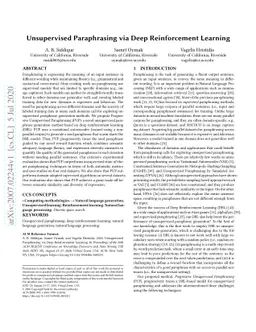 Unsupervised Paraphrasing via Deep Reinforcement Learning