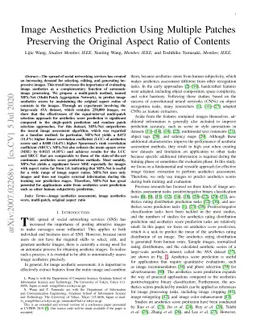 Image Aesthetics Prediction Using Multiple Patches Preserving the
  Original Aspect Ratio of Contents