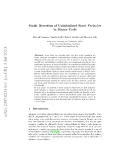 Static Detection of Uninitialized Stack Variables in Binary Code