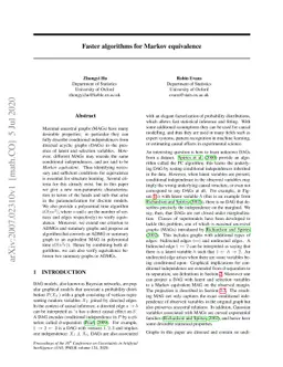 Faster algorithms for Markov equivalence