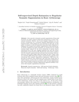 Self-supervised Depth Estimation to Regularise Semantic Segmentation in
  Knee Arthroscopy