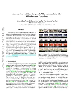 Auto-captions on GIF: A Large-scale Video-sentence Dataset for
  Vision-language Pre-training