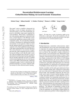 Decentralized Reinforcement Learning: Global Decision-Making via Local
  Economic Transactions