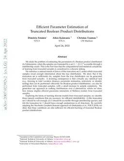 Efficient Parameter Estimation of Truncated Boolean Product
  Distributions