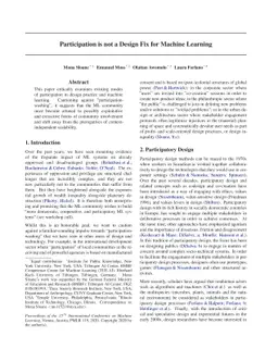 Participation is not a Design Fix for Machine Learning