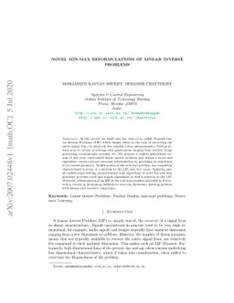 Novel min-max reformulations of Linear Inverse Problems