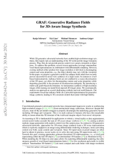 GRAF: Generative Radiance Fields for 3D-Aware Image Synthesis