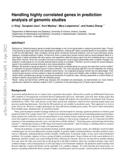 Handling highly correlated genes in prediction analysis of genomic
  studies