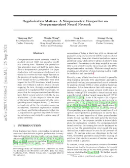Regularization Matters: A Nonparametric Perspective on Overparametrized
  Neural Network