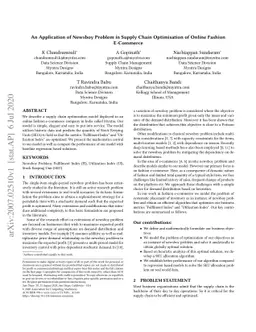 An Application of Newsboy Problem in Supply Chain Optimisation of Online
  Fashion E-Commerce