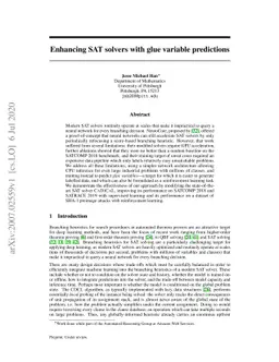 Enhancing SAT solvers with glue variable predictions