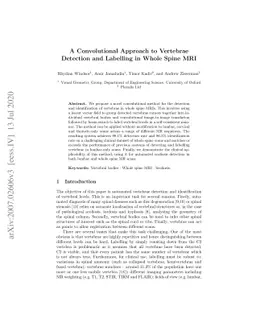 A Convolutional Approach to Vertebrae Detection and Labelling in Whole
  Spine MRI