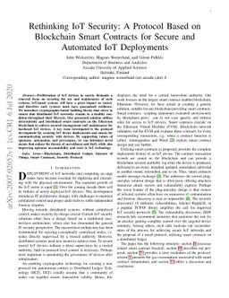 Rethinking IoT Security: A Protocol Based on Blockchain Smart Contracts
  for Secure and Automated IoT Deployments