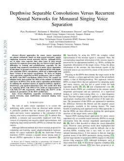 Depthwise Separable Convolutions Versus Recurrent Neural Networks for
  Monaural Singing Voice Separation