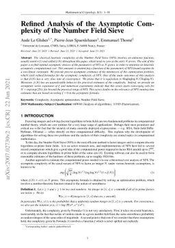 Refined Analysis of the Asymptotic Complexity of the Number Field Sieve