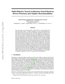 Multi-Objective Neural Architecture Search Based on Diverse Structures
  and Adaptive Recommendation