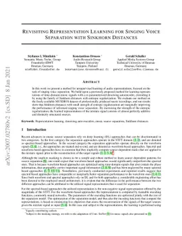Revisiting Representation Learning for Singing Voice Separation with
  Sinkhorn Distances