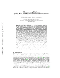 Characterizing BigBench queries, Hive, and Spark in multi-cloud
  environments