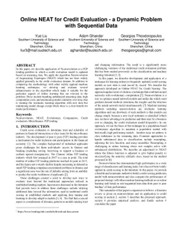 Online NEAT for Credit Evaluation -- a Dynamic Problem with Sequential
  Data
