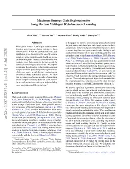 Maximum Entropy Gain Exploration for Long Horizon Multi-goal
  Reinforcement Learning