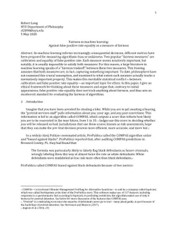 Fairness in machine learning: against false positive rate equality as a
  measure of fairness