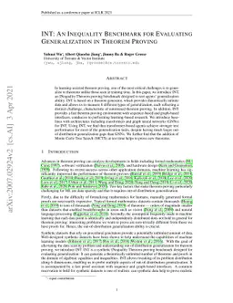 INT: An Inequality Benchmark for Evaluating Generalization in Theorem
  Proving