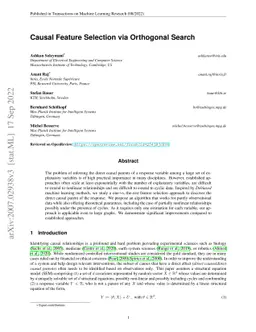 Causal Feature Selection via Orthogonal Search