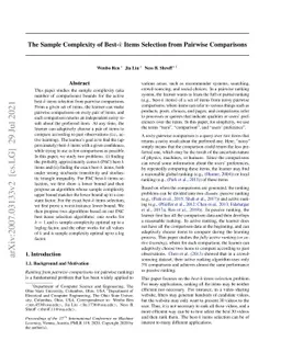 The Sample Complexity of Best-$k$ Items Selection from Pairwise
  Comparisons