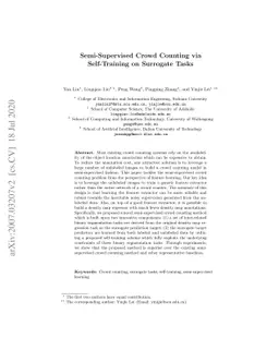 Semi-Supervised Crowd Counting via Self-Training on Surrogate Tasks