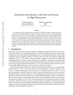 Estimation and Inference with Trees and Forests in High Dimensions