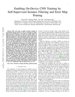 Enabling On-Device CNN Training by Self-Supervised Instance Filtering
  and Error Map Pruning