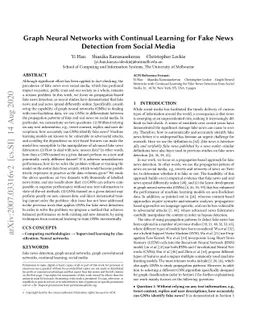 Graph Neural Networks with Continual Learning for Fake News Detection
  from Social Media
