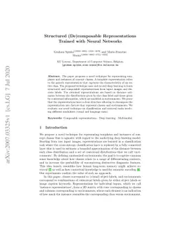 Structured (De)composable Representations Trained with Neural Networks