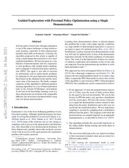 Guided Exploration with Proximal Policy Optimization using a Single
  Demonstration