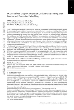 RGCF: Refined Graph Convolution Collaborative Filtering with concise and
  expressive embedding