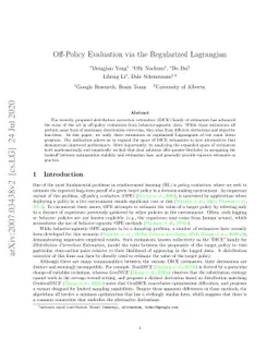 Off-Policy Evaluation via the Regularized Lagrangian
