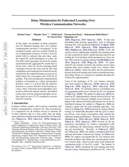 Delay Minimization for Federated Learning Over Wireless Communication
  Networks