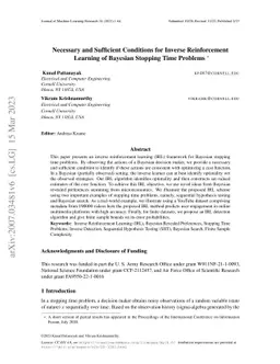 Necessary and Sufficient Conditions for Inverse Reinforcement Learning
  of Bayesian Stopping Time Problems